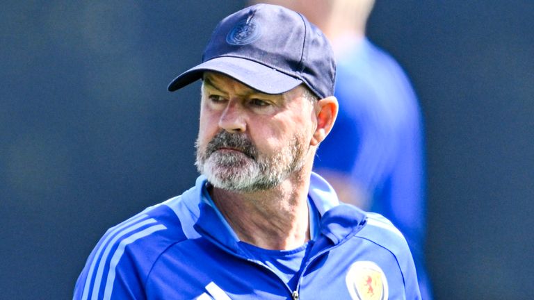 COPENHAGEN, DENMARK - SEPTEMBER 07: Scotland Head Coach Steve Clarke during a Scotland MD-1 training session at the FC Copenhagen Academy, on Septmber 07. 2025, in Copenhagen, Scotland. (Photo by Lars Moeller / SNS Group)