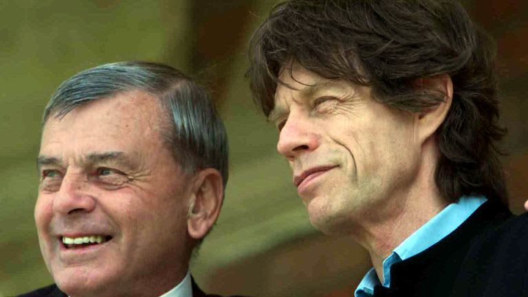 Dickie Bird with Mick Jagger at The Oval in 2000
