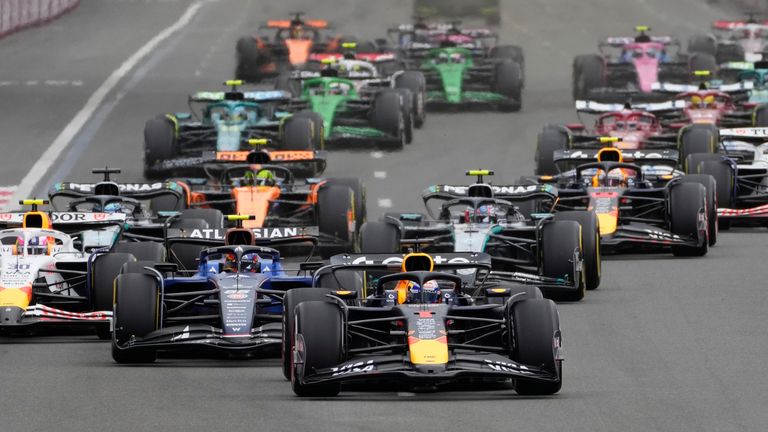 The start of the 2025 Azerbaijan Grand Prix in Baku