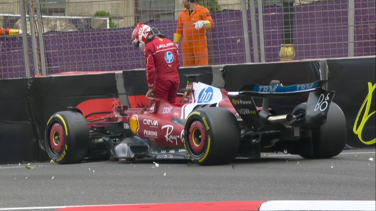 Charles Leclerc crashed out of qualifying in Baku