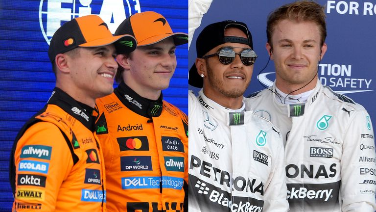 Lando Norris, Oscar Piastri, Lewis Hamilton, Nico Rosberg