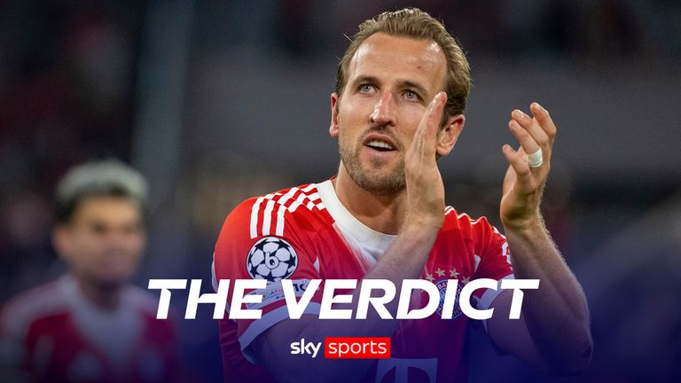 Harry Kane celebrates Bayern Munich's 3-1 win over Chelsea in the Champions League group stage.