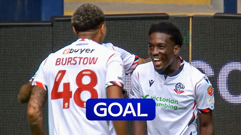 Brighton loanee Amario Cozier-Duberry scores his first league goal for Bolton Wanderers as they go 2-0 up at home to AFC Wimbledon.