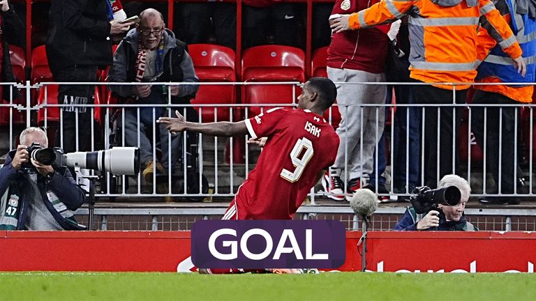 Alexander Isak scored his first Liverpool goal in the first half of their Carabao Cup clash against Southampton.