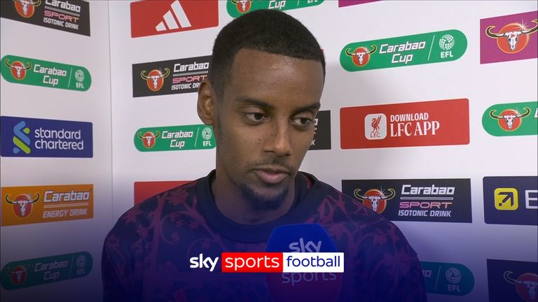 Alexander Isak was in buoyant mood after scoring his first goal for Liverpool in their Carabao Cup third round win over Southampton.