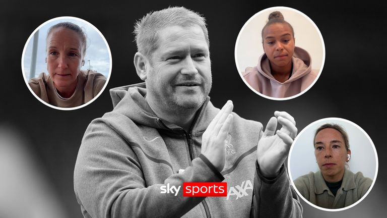 Casey Stoney, Nikita Parris and Jordan Nobbs on Matt Beard.