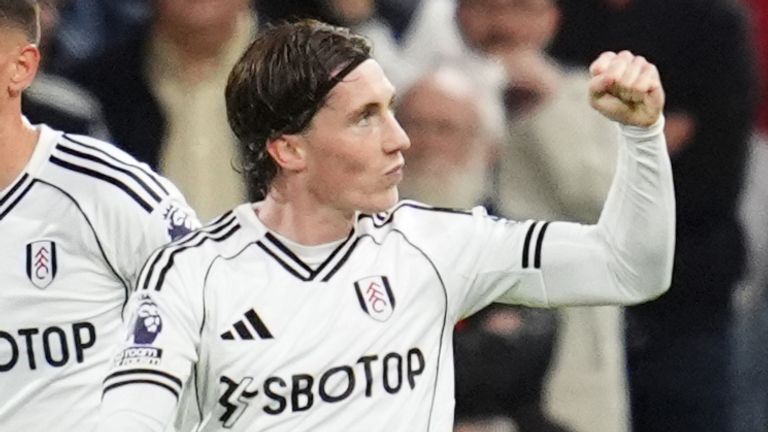 Fulham's Harry Wilson celebrates after scoring his side's second goal against Brentford