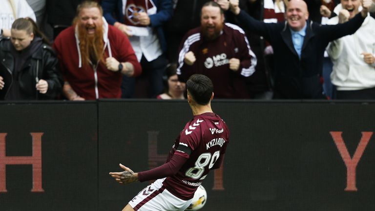 Alexandros Kyziridis scored a stunning opener for Hearts