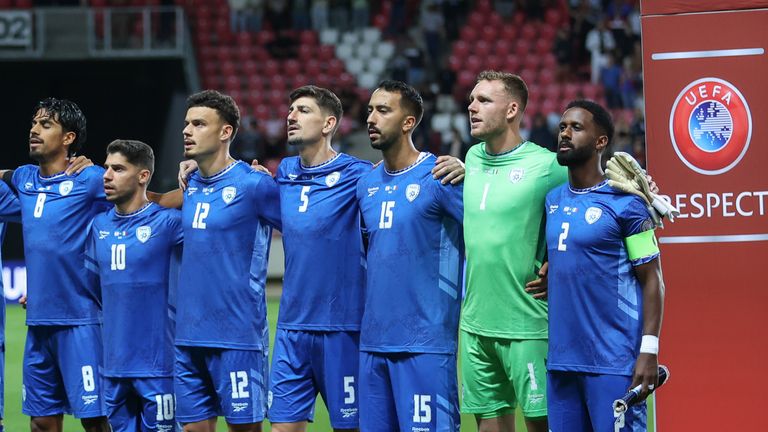 The Israel football team ahead of their World Cup qualifier against Italy