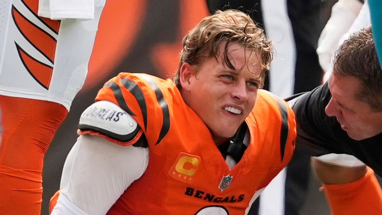 Bengals quarterback Joe Burrow left in the second quarter of Sunday's win over the Jags 