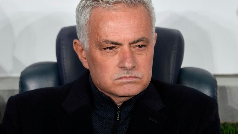 Fenerbahce's head coach Jose Mourinho gestures prior to the Europa League round of 16 first leg soccer match between Fenerbahce and Rangers
