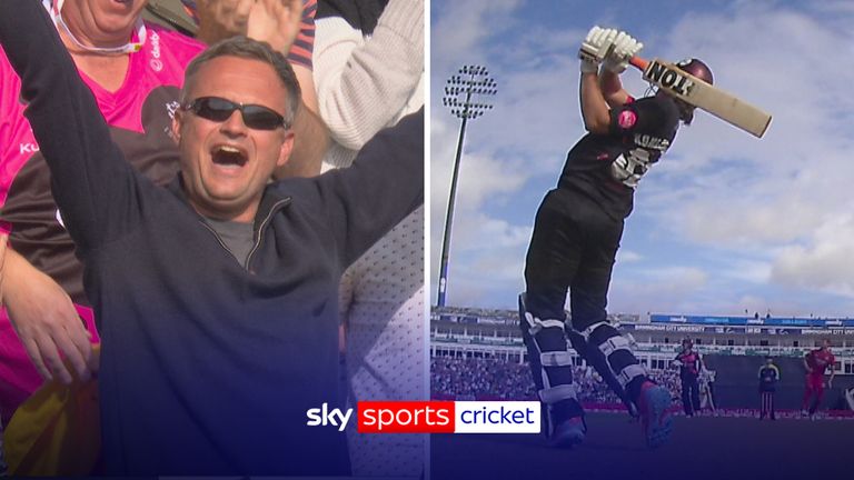 Kohler Cadmore hits a six at T20 Finals Day