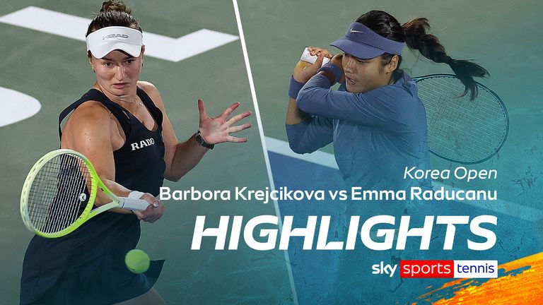 Highlights of match between Barbora Krejcikova and Emma Raducanu from the Korea Open.