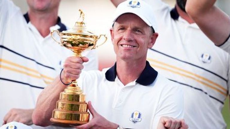 Luke Donald poses with the Ryder Cup