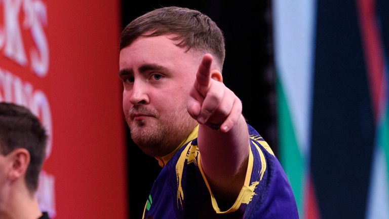 Luke Littler scraped through his first round match with Simon Whitlock at the World Series of Darts (pic: PDC)