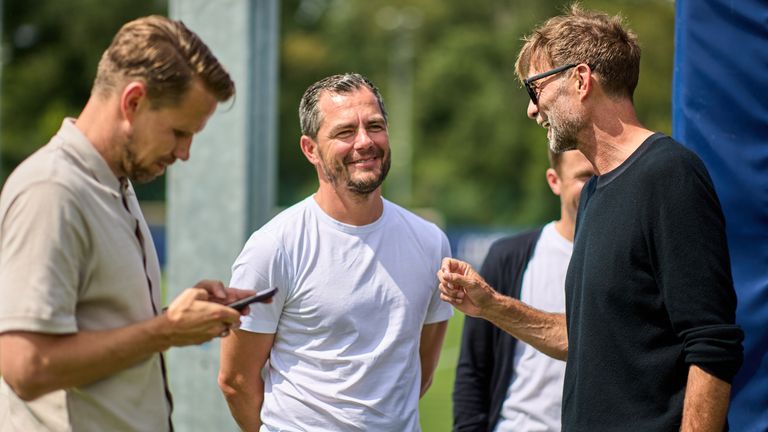 RB Leipzig's managing director for sport Marcel Schafer with Jurgen Klopp