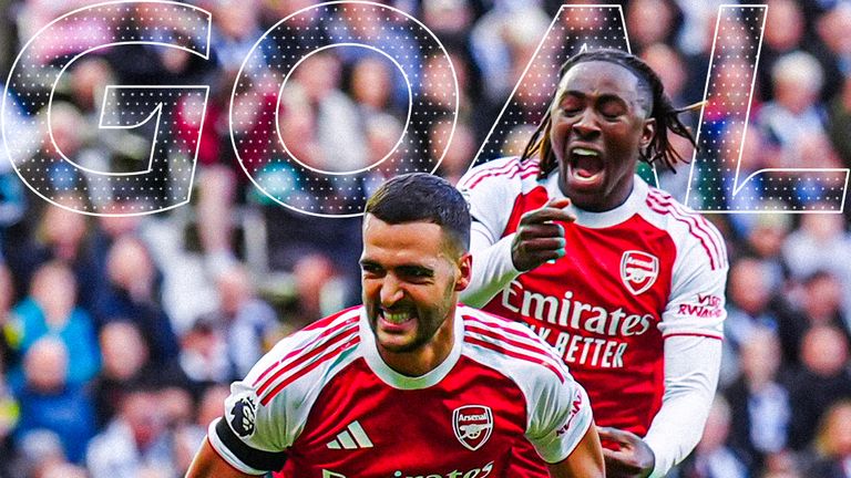 Mikel Merino scores for Arsenal at Newcastle