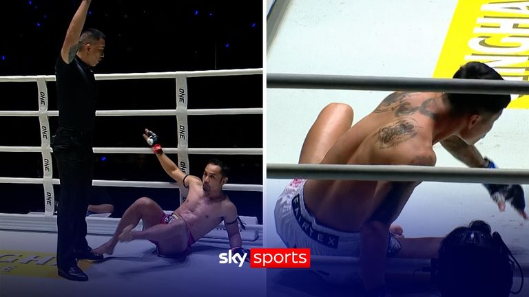 Sam-A Gaiyanghadao and 	Thway Lin Htet traded huge knockdowns during their contest at ONE Friday Fights 126.