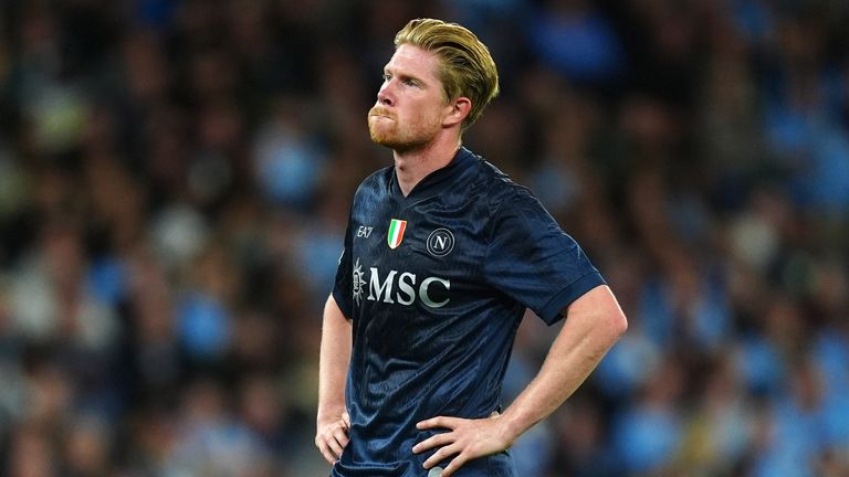 Napoli's Kevin De Bruyne looks frustrated during the UEFA Champions League against Man City