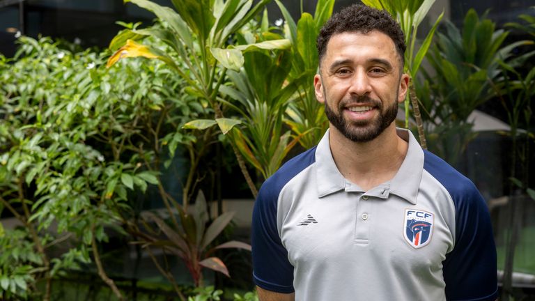 Cape Verde defender Roberto "Pico" Lopes poses for a portrait at the team's hotel in Abidjan, Ivory Coast, Saturday, Jan. 13, 2024. Cape Verde starts its Africa Cup of Nations campaign with a game against Ghana on Sunday. (AP Photo/Ciaran Fahey)