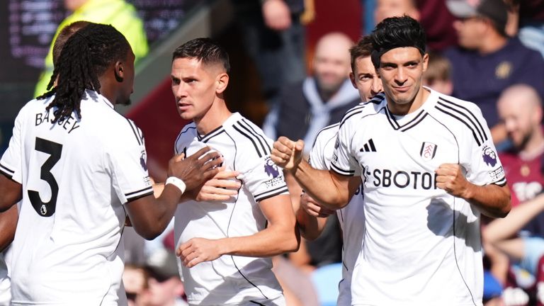 Raul Jimenez (right) celebrates scoring Fulham's opener