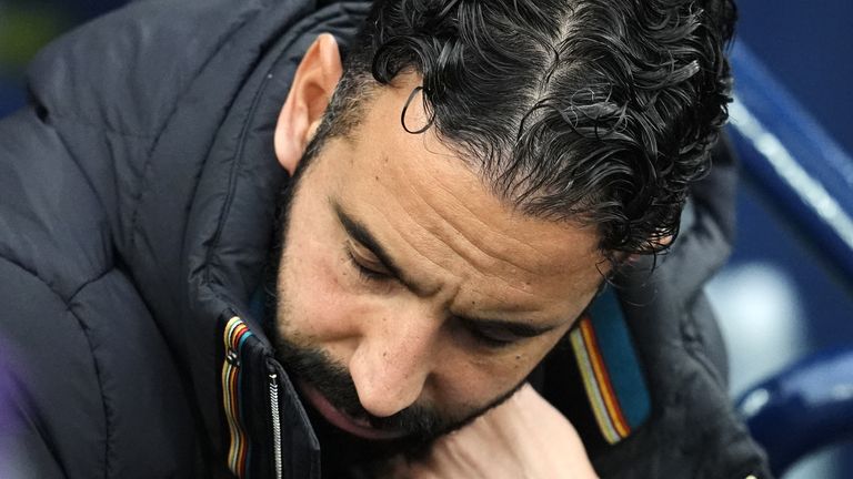 Ruben Amorim dejected after derby defeat at Man City