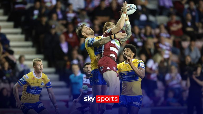Bevan French&#39;s second try of the night saw Wigan Warriors move further ahead in the second half against Leeds Rhinos.
