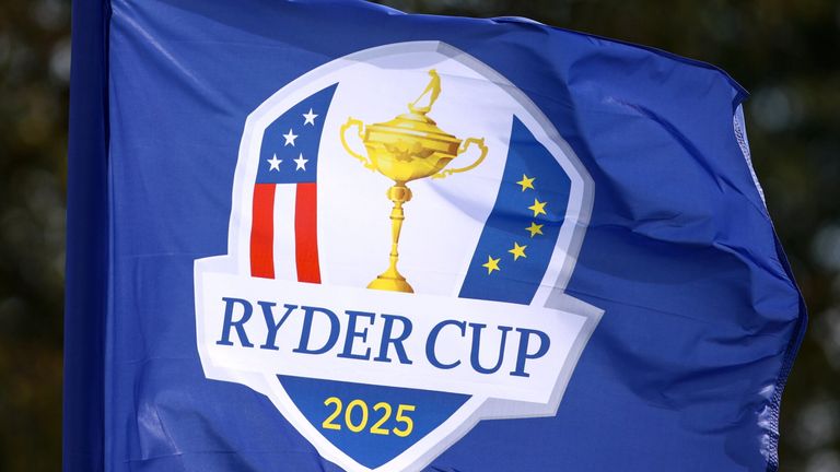 A general view of a Ryder Cup flag before the 2025 Ryder Cup at Black Course at Bethpage State