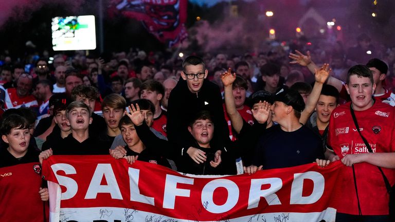 Salford fans protested ahead of the clash with Wakefield