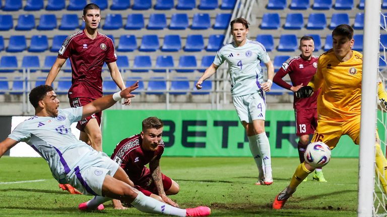 Che Adams opened the scoring for Scotland vs Belarus