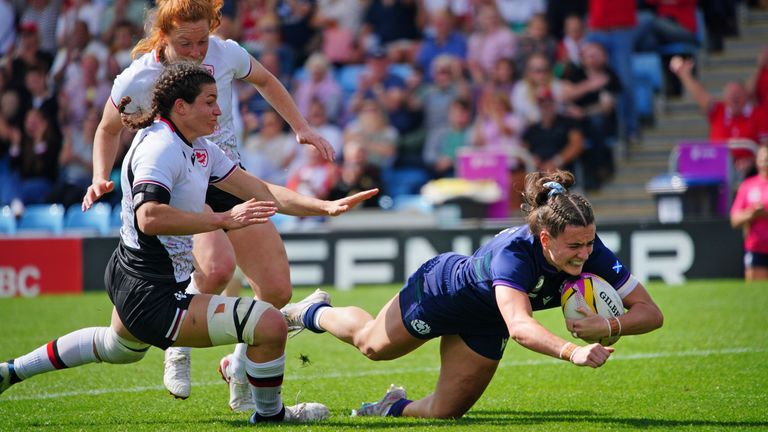 Scotland's Francesca McGhie is now joint top try scorer for the tournament 