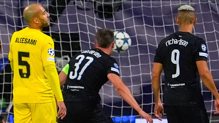 Tottenham Hotspur's Micky van de Ven scores against Bodo/Glimt