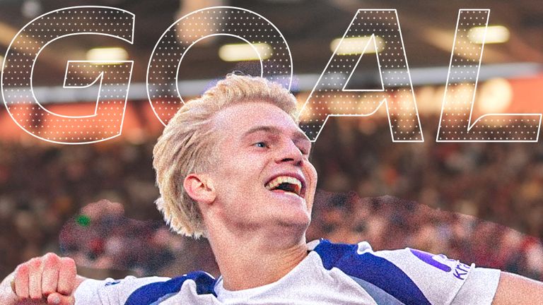 Bergvall heads in a second for Spurs.