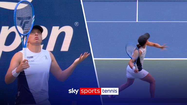Iga Swiatek was completed baffled after she missed at a routine forehand shot in her quarter-final match against Amanda Anisimova at the US Open