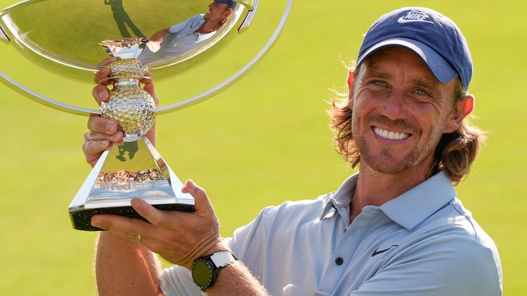 Tommy Fleetwood after winning the Tour Championship, his first title on the PGA Tour (Associated Press)