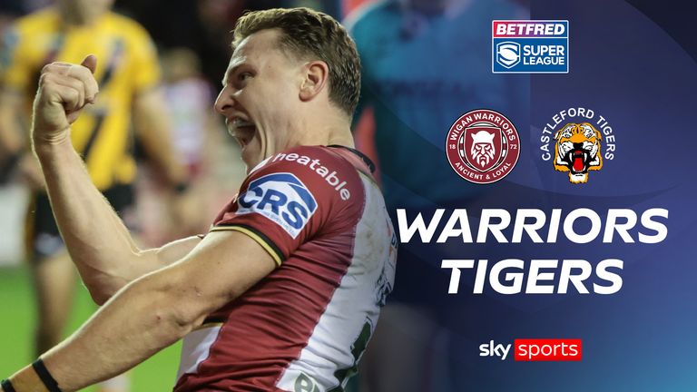 Picture by John Clifton/SWpix.com - 12/09/2025 - Rugby League - Betfred Super League Round 26 - Wigan Warriors v Castleford Tigers - The Brick Community Stadium, Wigan, England -
Wigan Warriors' Jai Field celebrates scoring a try