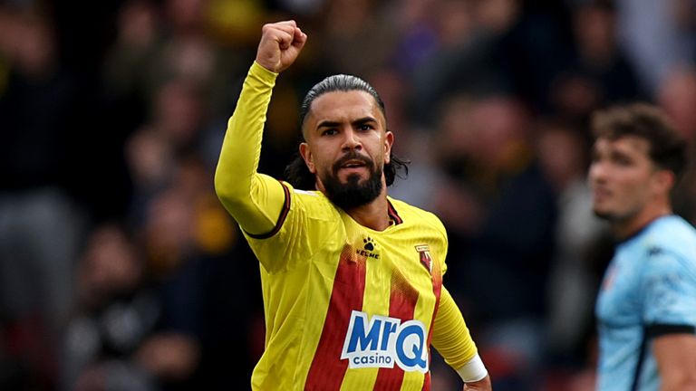 Imran Louza of Watford celebrates scoring his team's first goal