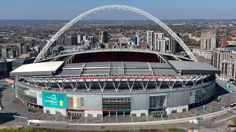 The Wembley Stadium view from a drone