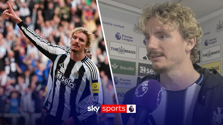 Nick Woltemade gives his reaction after making his Newcastle debut and scoring the only goal of the game to secure all three points against Wolves. 