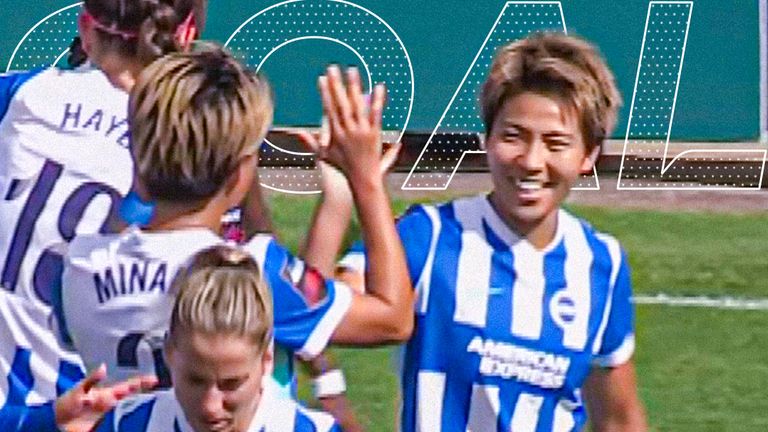 Brighton's Seike scores against West Ham