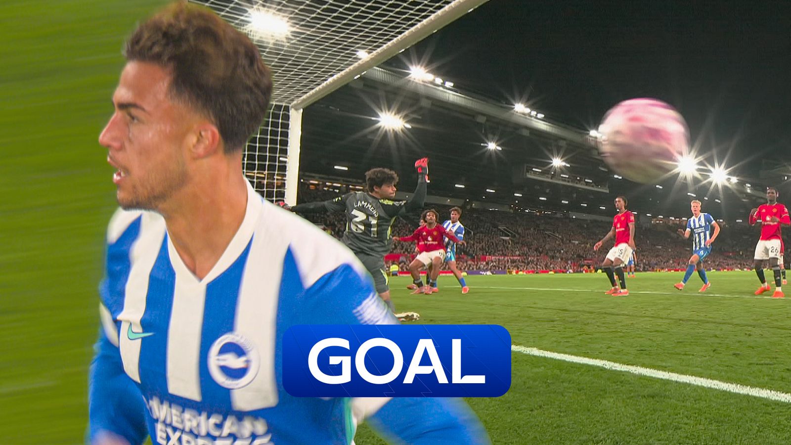 Charalampos Kostoulas scored his first goal for Brighton against Manchester  United in the Premier League.