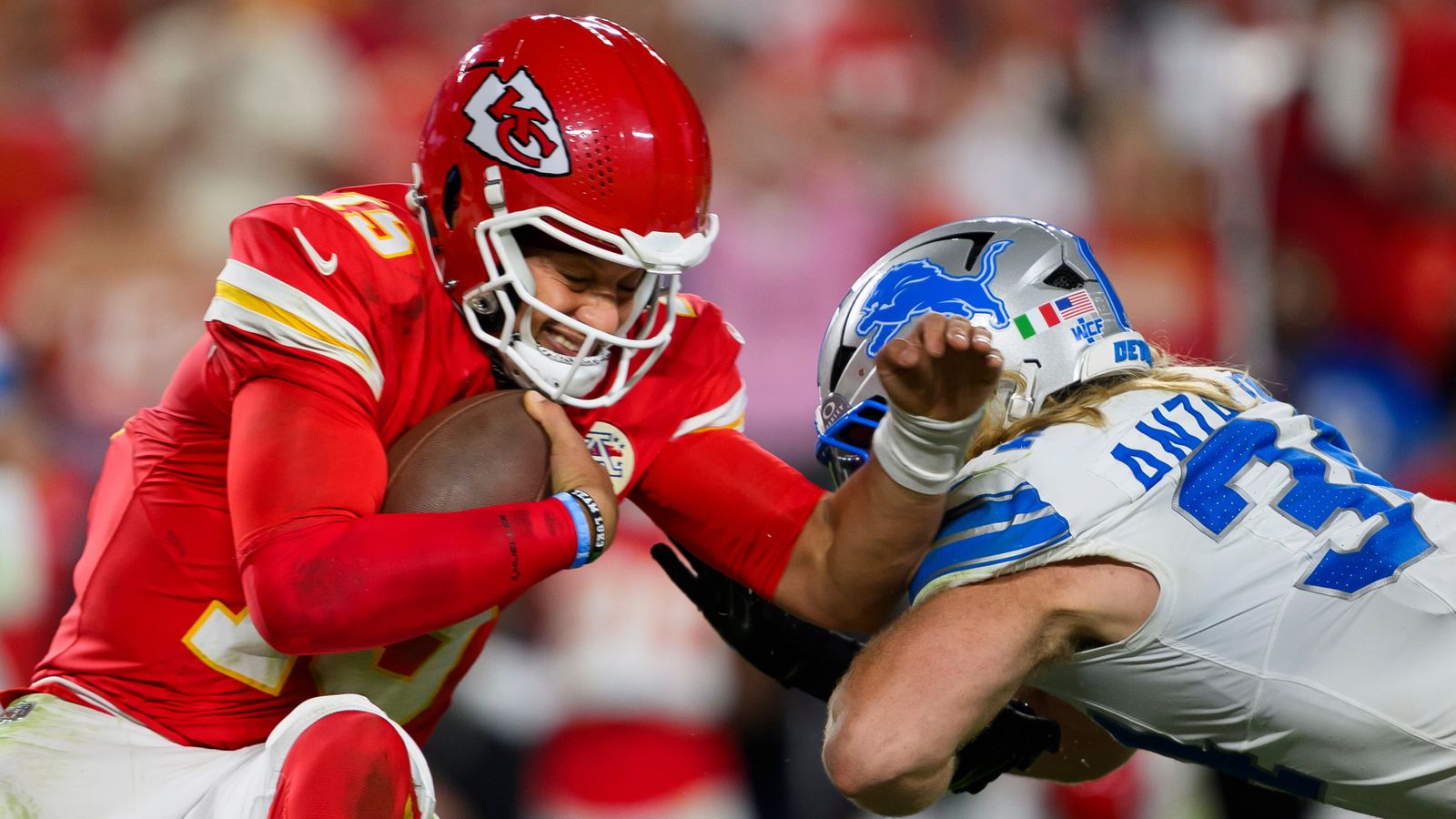 Kansas City Chiefs 30-17 Detroit Lions: Patrick Mahomes leads side to win as Brian Branch punches JuJu Smith-Schuster