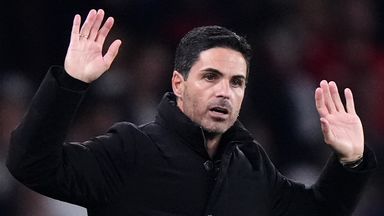 Arsenal manager Mikel Arteta reacts on the touchline during the UEFA Champions League against Olympiakos.