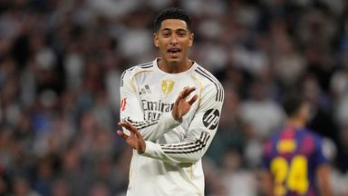 Real Madrid's Jude Bellingham reacts during their win over Barcelona in El Clasico