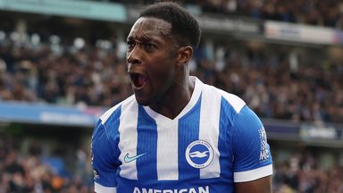 Danny Welbeck celebrates after giving Brighton the lead against Newcastle 