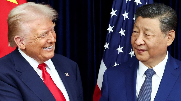 President Xi Jinping will have been watching President Donald Trump's tolerance for economic pain. Pic: Reuters