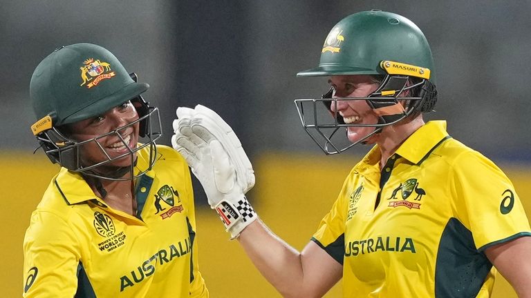 Alana King and Beth Mooney (left to right) during Women's Cricket World Cup (Associated Press)