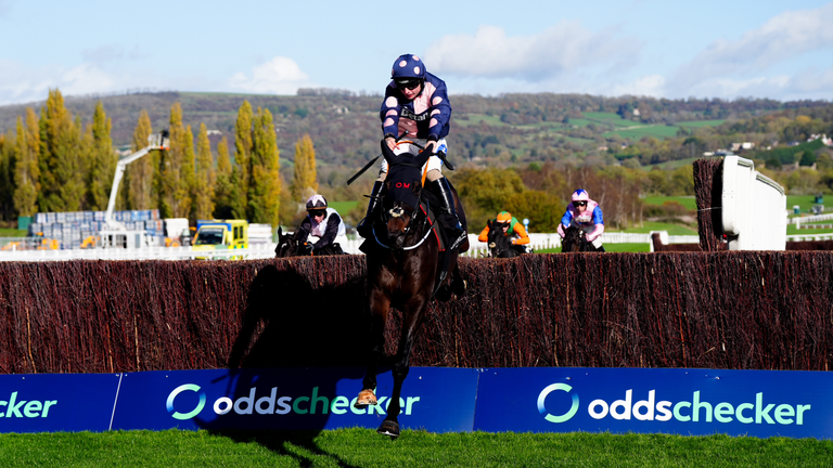 Alnilam ridden by Sean Bowen on their way to winning the Holland Cooper 'Chasing Excellence' Novices' Chase at Cheltenham