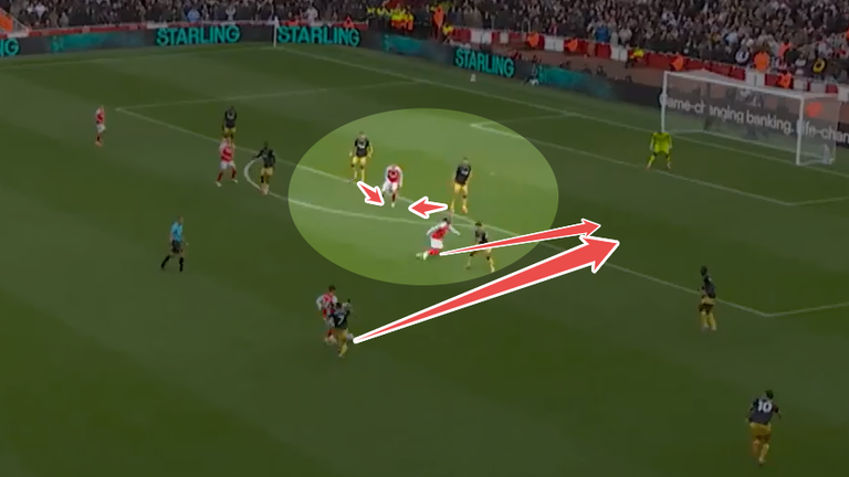 ... Gyokeres pinned both West Ham centre-backs again which allowed Eze to run through and set up Declan Rice's opener