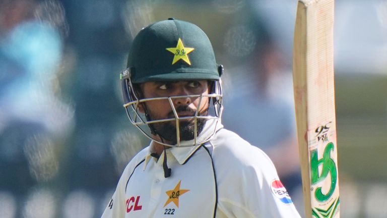 Pakistan's Babar Azam celebrates after scoring fifty on day four of their second Test against South Africa